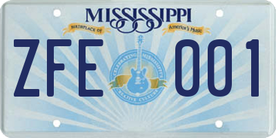 MS license plate ZFE001