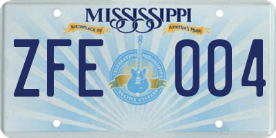 MS license plate ZFE004