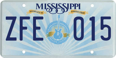MS license plate ZFE015