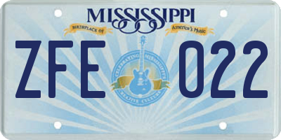 MS license plate ZFE022