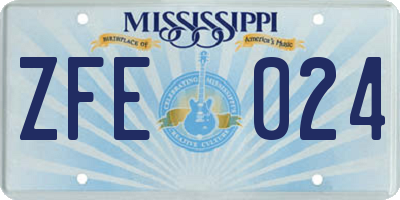 MS license plate ZFE024