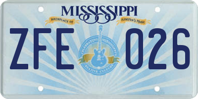 MS license plate ZFE026