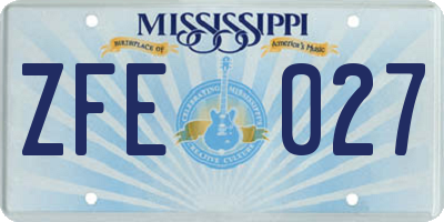 MS license plate ZFE027