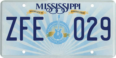 MS license plate ZFE029