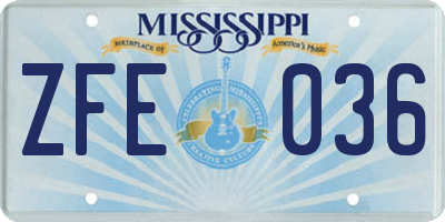 MS license plate ZFE036