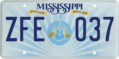 MS license plate ZFE037
