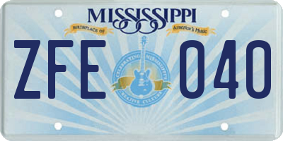 MS license plate ZFE040