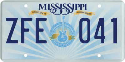 MS license plate ZFE041