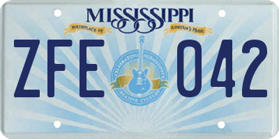 MS license plate ZFE042