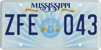 MS license plate ZFE043