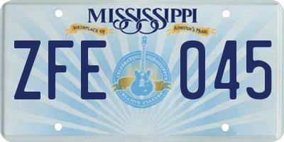 MS license plate ZFE045