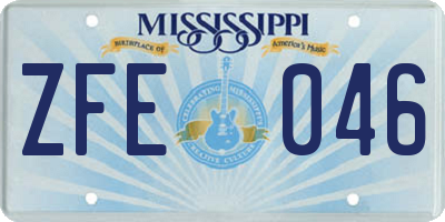 MS license plate ZFE046