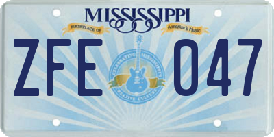 MS license plate ZFE047