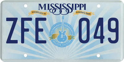 MS license plate ZFE049