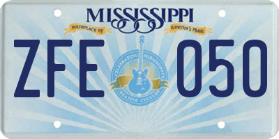 MS license plate ZFE050