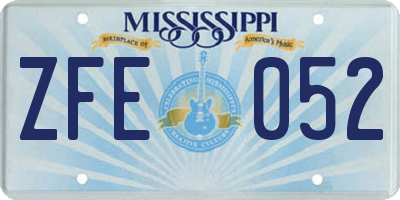MS license plate ZFE052