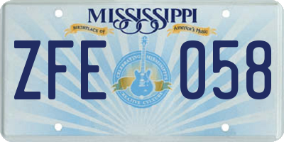 MS license plate ZFE058