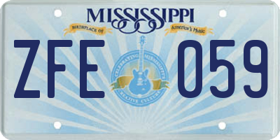 MS license plate ZFE059