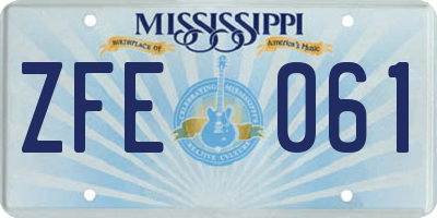 MS license plate ZFE061