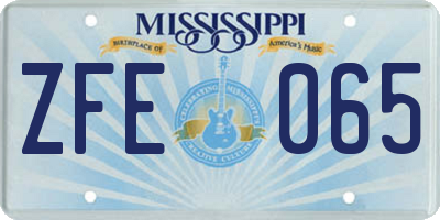 MS license plate ZFE065
