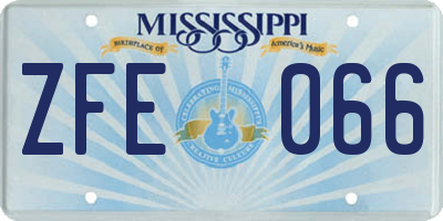 MS license plate ZFE066
