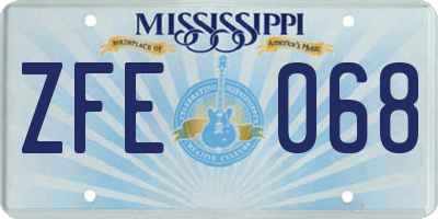 MS license plate ZFE068