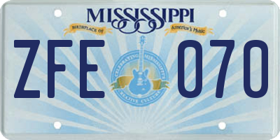 MS license plate ZFE070