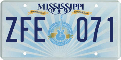 MS license plate ZFE071