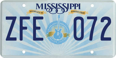 MS license plate ZFE072