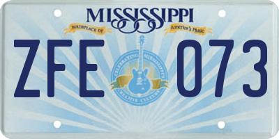 MS license plate ZFE073