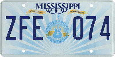 MS license plate ZFE074