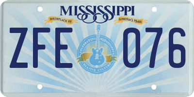 MS license plate ZFE076