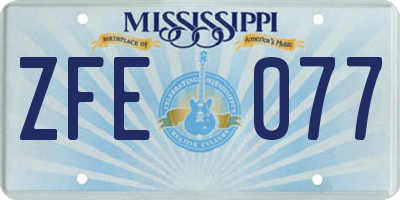 MS license plate ZFE077