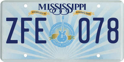 MS license plate ZFE078