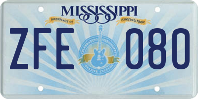 MS license plate ZFE080