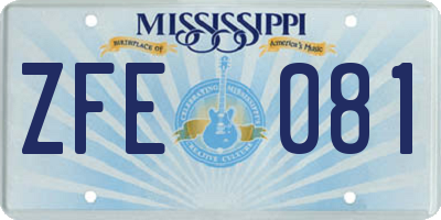 MS license plate ZFE081