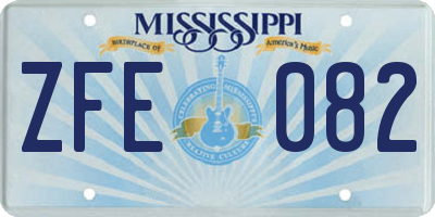 MS license plate ZFE082