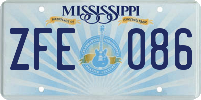 MS license plate ZFE086