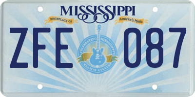 MS license plate ZFE087