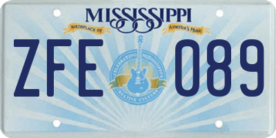 MS license plate ZFE089