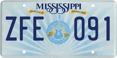 MS license plate ZFE091