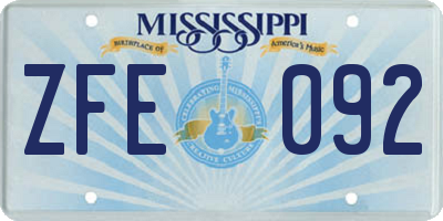 MS license plate ZFE092