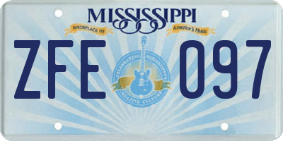 MS license plate ZFE097