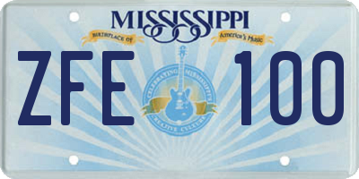 MS license plate ZFE100