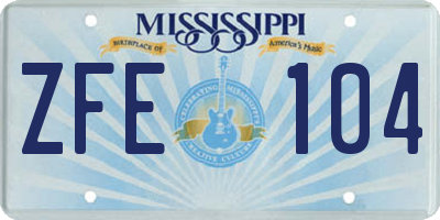 MS license plate ZFE104