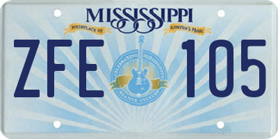 MS license plate ZFE105