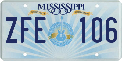 MS license plate ZFE106
