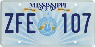 MS license plate ZFE107
