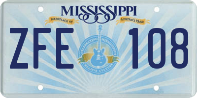 MS license plate ZFE108