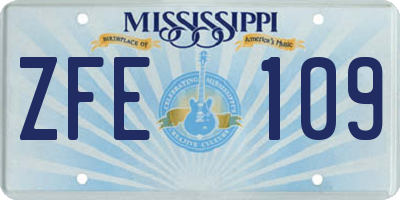 MS license plate ZFE109